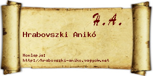Hrabovszki Anikó névjegykártya